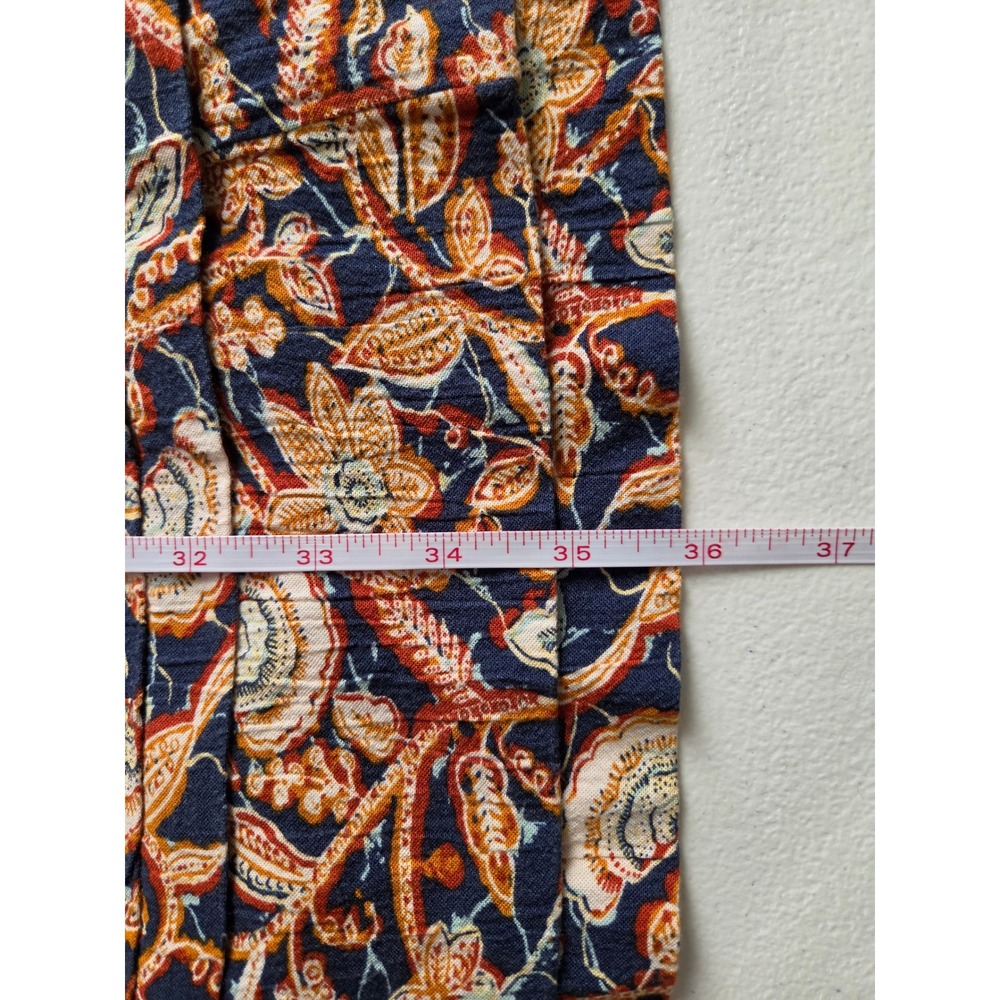 Wonderly Floral Paisley Tiered Maxi‎ Skirt XL Navy Rust Boho Rayon Crinkle Flowy - Picture 5 of 7